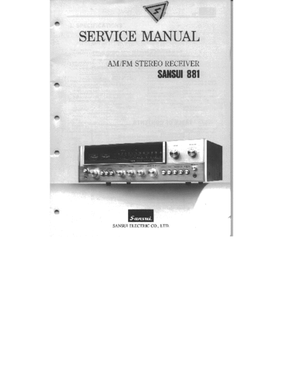 Sansui 881 Service manual for Sansui 881 receiver-amplifier